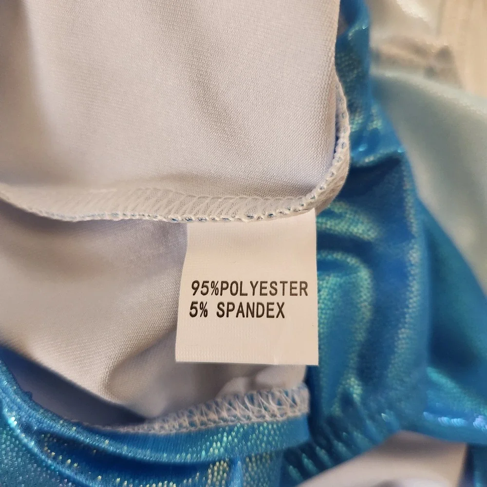 Frozen Theme Ombre Shimmer Snowflake Rhinestone Gymnastics Dance Sz 12 Girls New